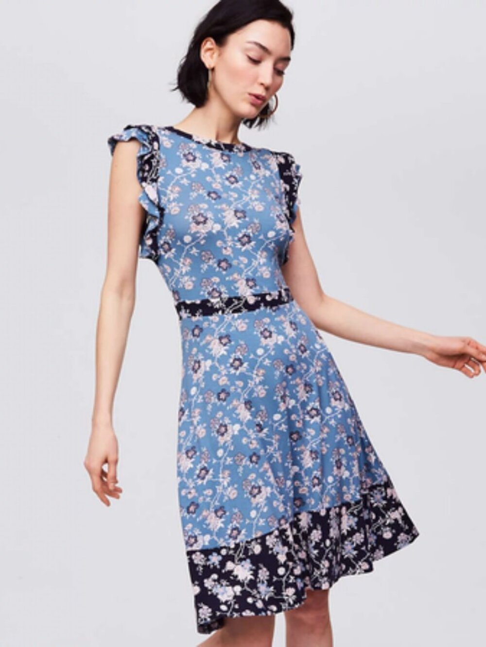 BNWT Loft Blue Floral Midi Dress
